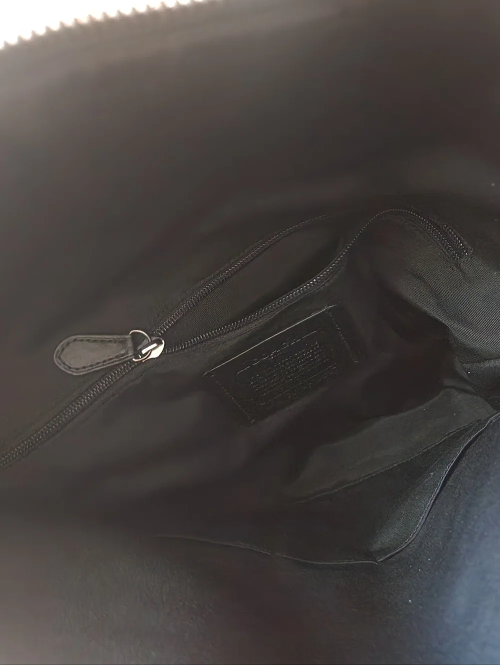 Coach Black Leather Laptop Tote with Dark Camo Panel
